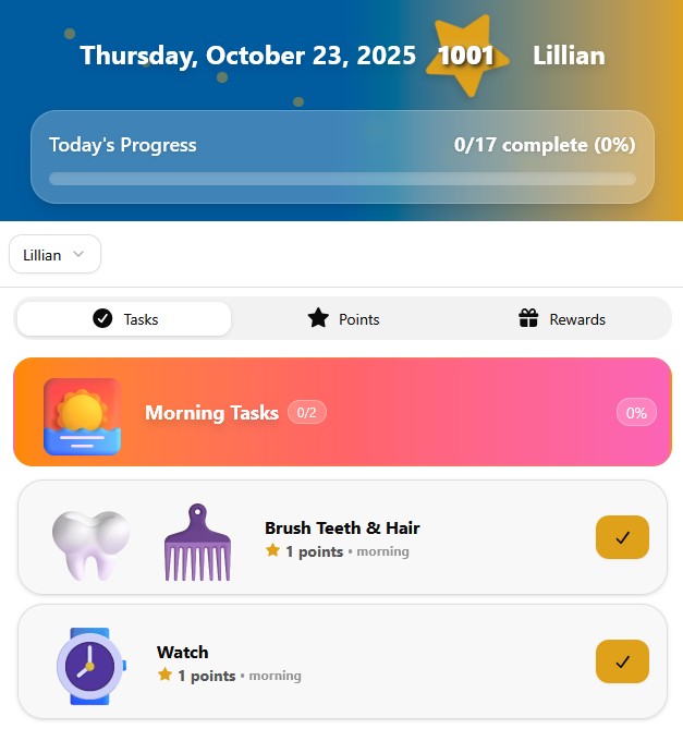 Big Icons Mode settings in MyChoreBoard