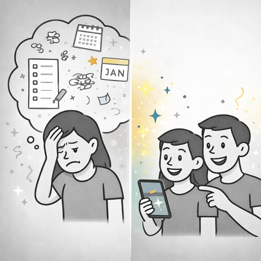 Parent and child using a digital chore app together